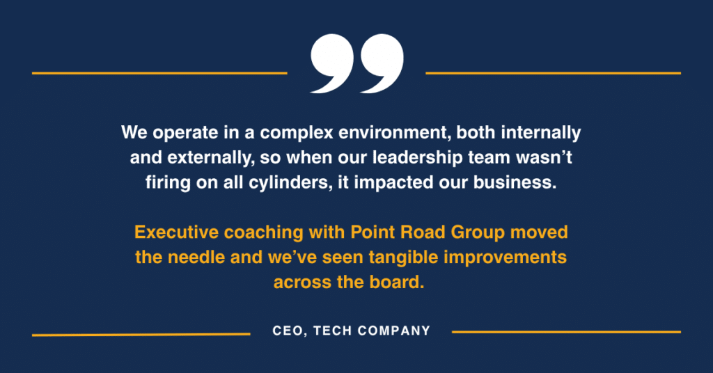CEO, Tech Company, Testimonial about Executive Coaching Results | Point Road Group